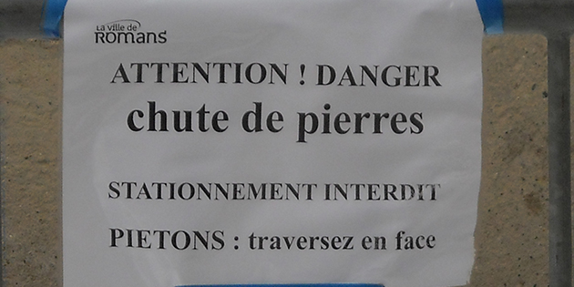 Attention, chute de pierres rue Saint-Just !