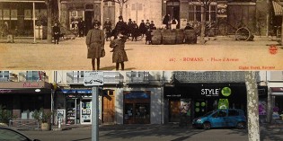 Hier et aujourd’hui : commerces, place d’Armes, en 1908