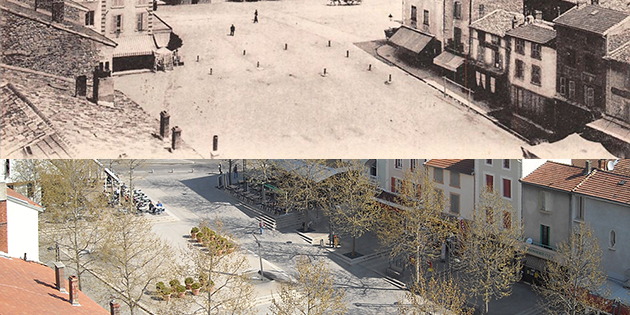 Hier et aujourd'hui : la place Ernest Gailly vue depuis la tour Jacquemart