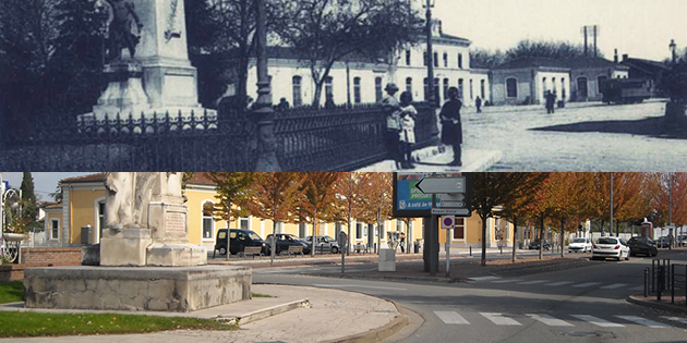 Hier et aujourd'hui : le monument des Etats du Dauphiné et la gare