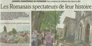 Le Dauphiné Libéré, 18 septembre 2011 : “Les romanais spectateurs de leur histoire”