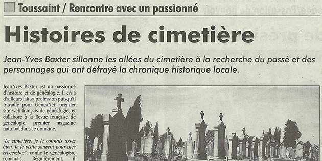 L'Impartial, 27 octobre 2011 : "Histoires de cimetière"