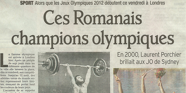 Le Dauphiné Libéré, 23 juillet 2012 : "Ces romanais champions olympiques"