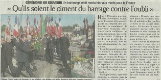 Le Dauphiné Libéré, 2 novembre 2012 : “Qu’ils soient le ciment du barrage contre l’oubli”