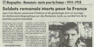 L’Impartial, 8 novembre 2012 : “Soldats romanais Morts pour la France”