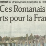Le Dauphiné Libéré, 11 novembre 2012 : “Ces romanais Morts pour la France”