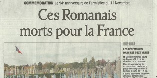 Le Dauphiné Libéré, 11 novembre 2012 : “Ces romanais Morts pour la France”