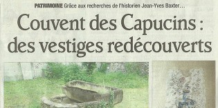 Le Dauphiné Libéré, 21 mai 2013 : “Couvent des Capucins : des vestiges redécouverts”