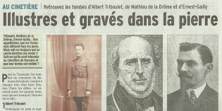 Le Dauphiné Libéré, 1er novembre 2013 : “Illustres et gravés dans la pierre”