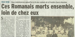 Le Dauphiné Libéré, 11 novembre 2013 : “Ces romanais morts ensemble, loin de chez eux”