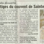 Le Dauphiné Libéré, 2 décembre 2013 : “D’autres vestiges du monastère de Sainte-Ursule”