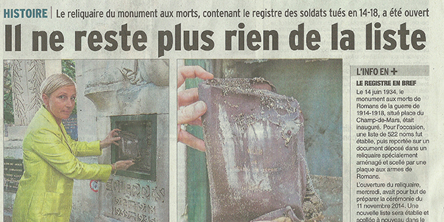 Le Dauphiné Libéré, 25 juillet 2014 : "Il ne reste plus rien de la liste"