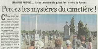 Le Dauphiné Libéré, 30 juillet 2013 : “Percez les mystères du cimetière !”
